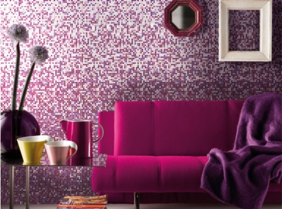 Точечный мозаичный орнамент в лиловом цвете