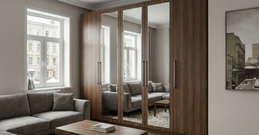 надежный зеркальный распашной шкаф