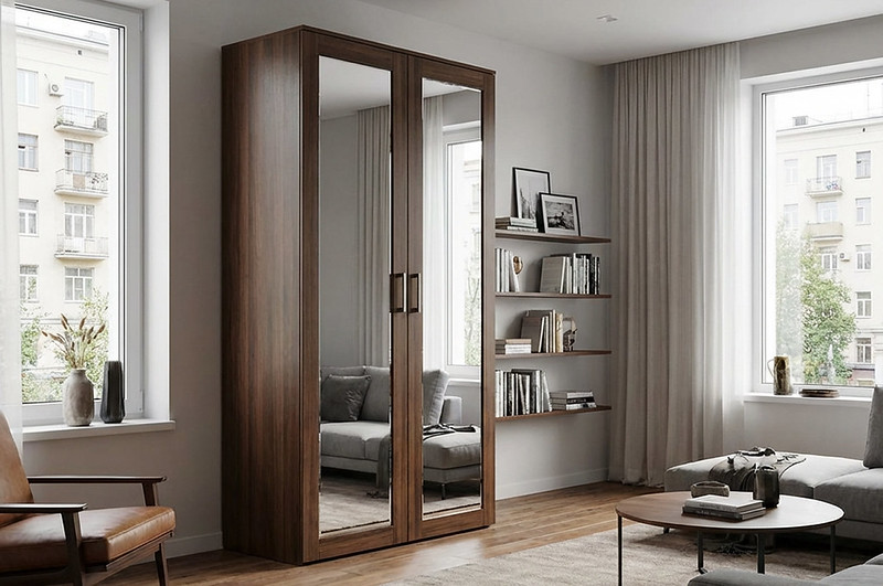 Зеркальный распашной шкаф