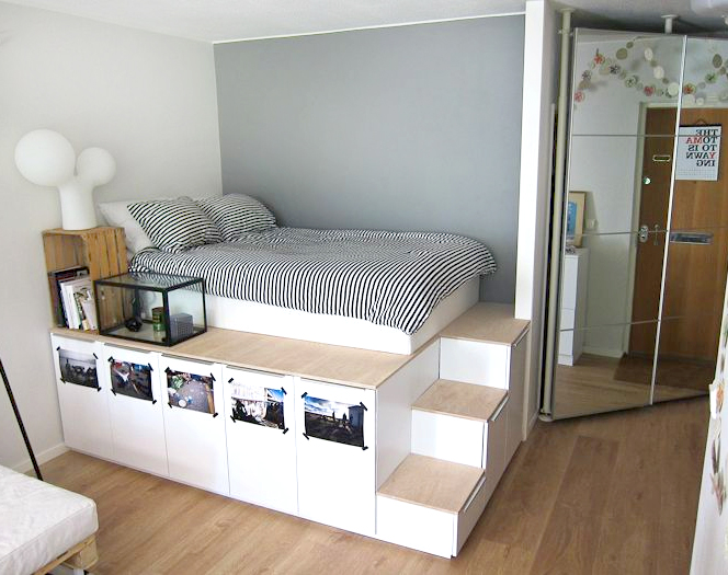 Кровать на подиуме с ящиками IKEA