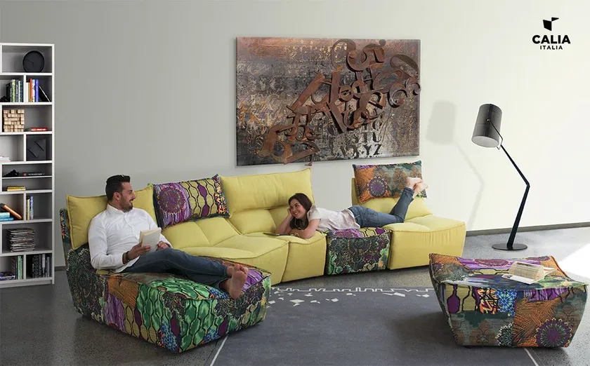 Диван модульный желтый