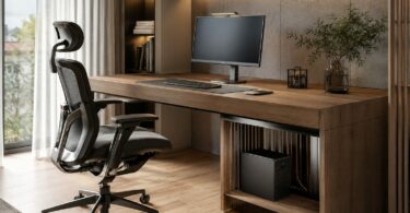 Sophisticated modern home office in a contemporary apartment