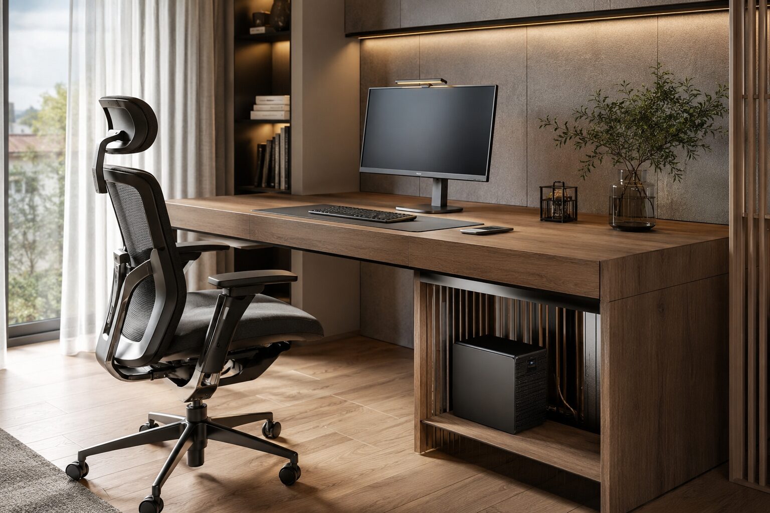 Sophisticated modern home office in a contemporary apartment