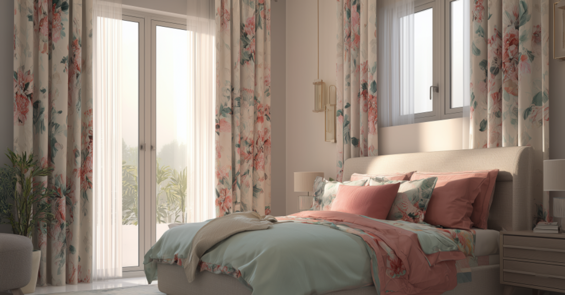 Спальня с цветочным текстилем и пастельными оттенками Bridgerton decor