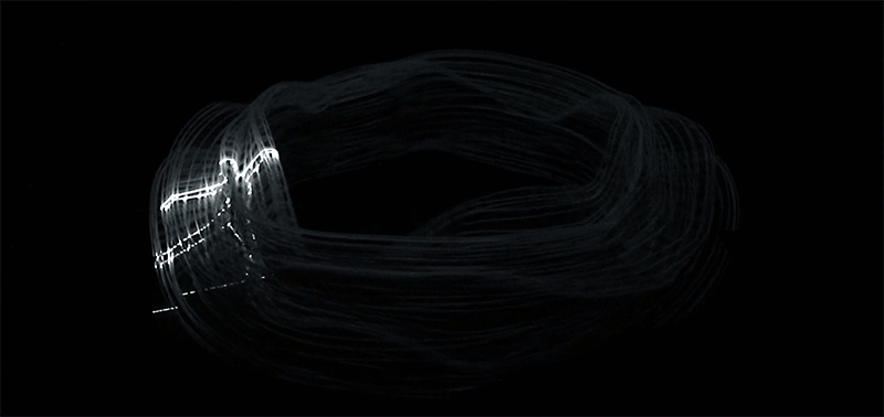 Световые фигуры в новой кинетической инсталляции Акинори Гото