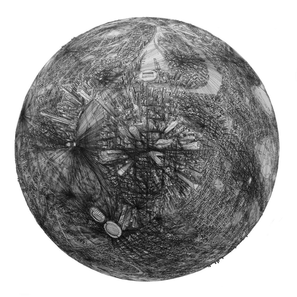 Amer TendToTravel: знаковые города в рисунках на лунной сфере