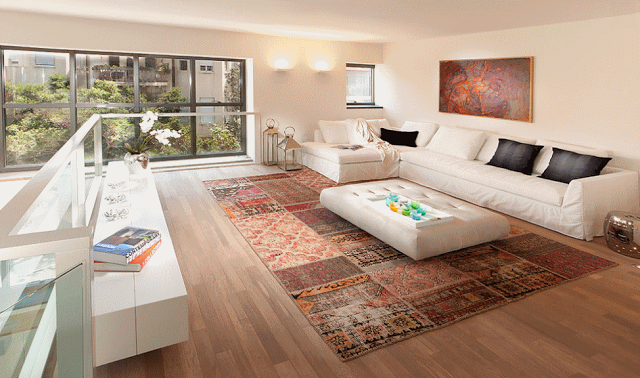 Очаровательный турецкий ковёр в оформлении гостиной
