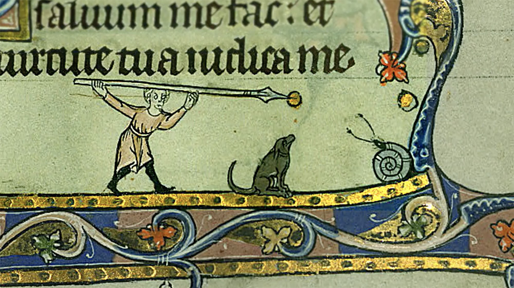 Рыцарские сражения с улитками: рисунки на полях средневековых книг