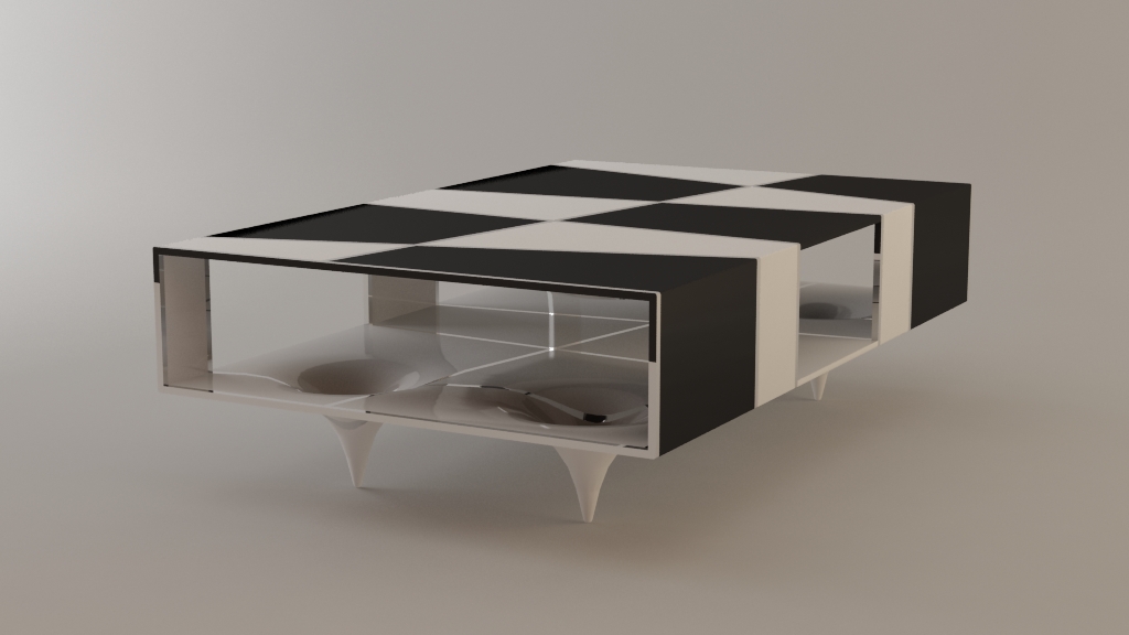 Красивый столик из черно-белых блоков