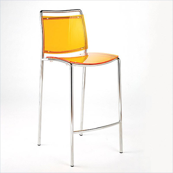 Прозрачный барный стул жёлтого цвета