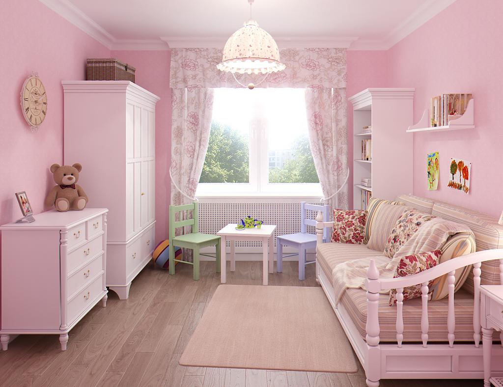 Детская комната для девочки с окном