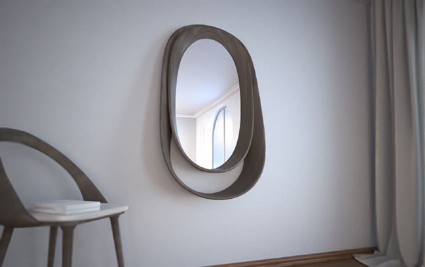 Двойное дизайнерское зеркало в интерьере квартиры