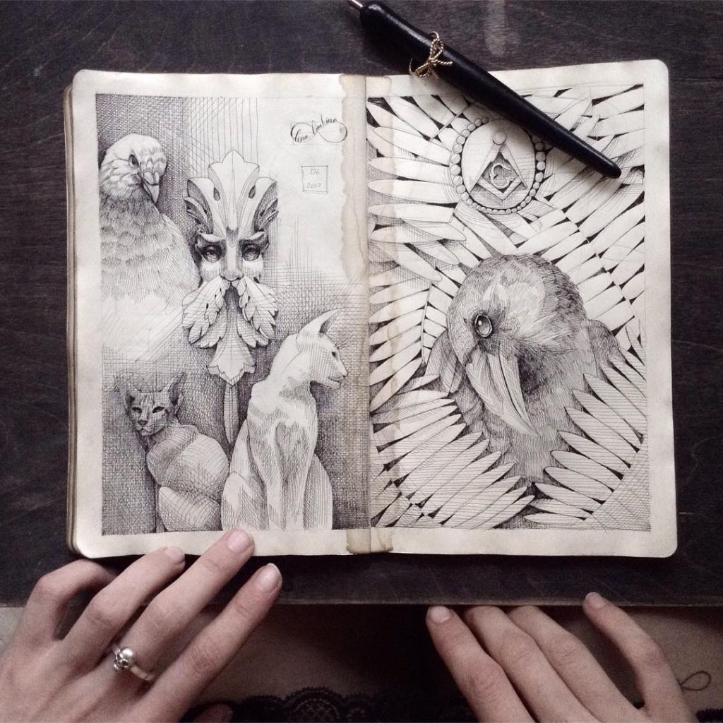 Скетч-альбомы с мистическими иллюстрациями Елены Лимкиной