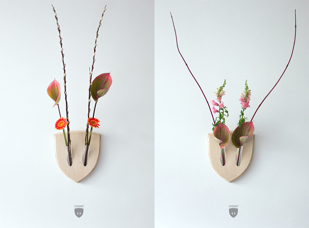 Elkebana: настенные конструкции для симметричных цветочных композиций