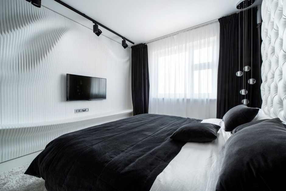 Идеи для черно-белой спальни в квартире