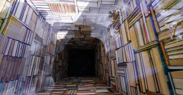 Инсталляция из книг от Сусанны Хессельберг в вертикальном тоннеле под стеклом
