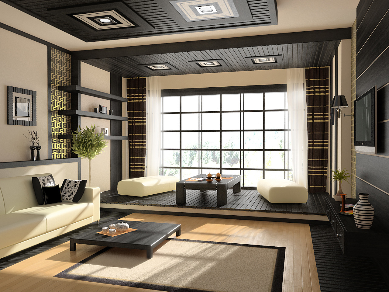 Дизайн интерьера помещения в японском стиле