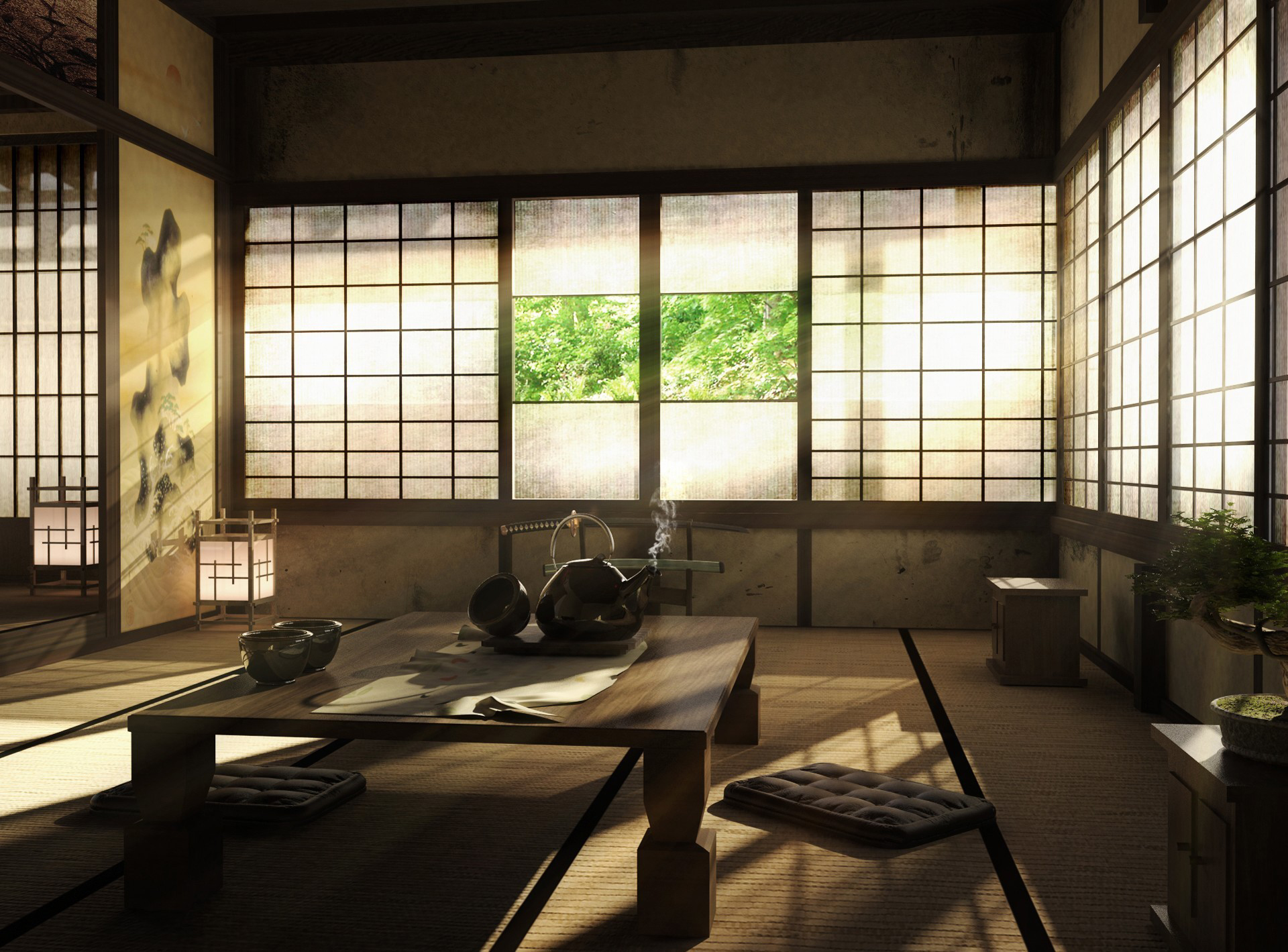 Дивный дизайн интерьера помещения в японском стиле