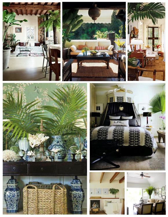 Красивое оформление интерьера комнаты пальмовыми листьями