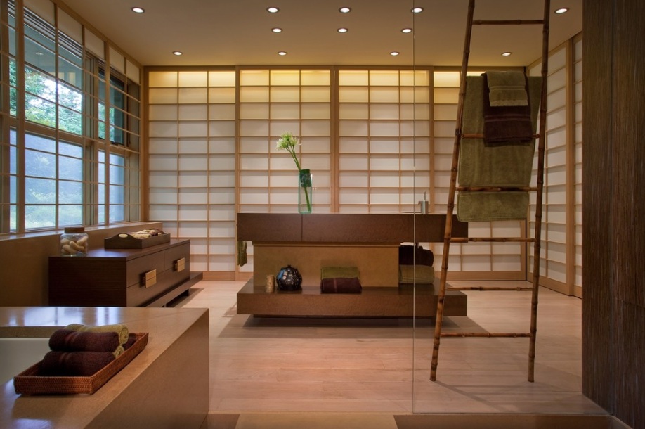 Оформление интерьера ванной в японском стиле