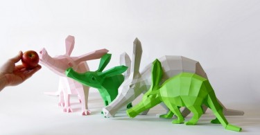 Бумажные геометрические скульптуры животных из коллекции PaperWolf Вольфрама Камффмейера