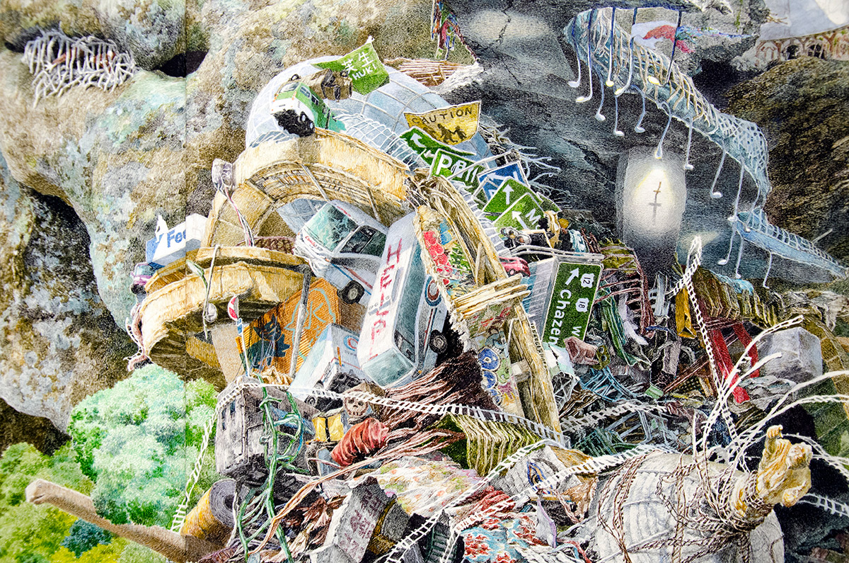 Манабу Икэда: монументальное полотно с потрясающей детализацией сцен хаоса после цунами