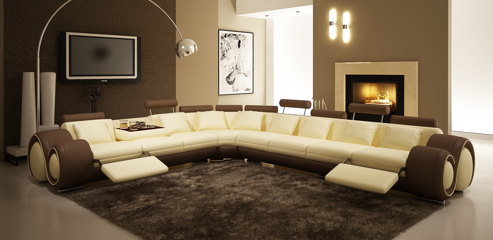 Роскошный мягкий угловой диван в интерьере