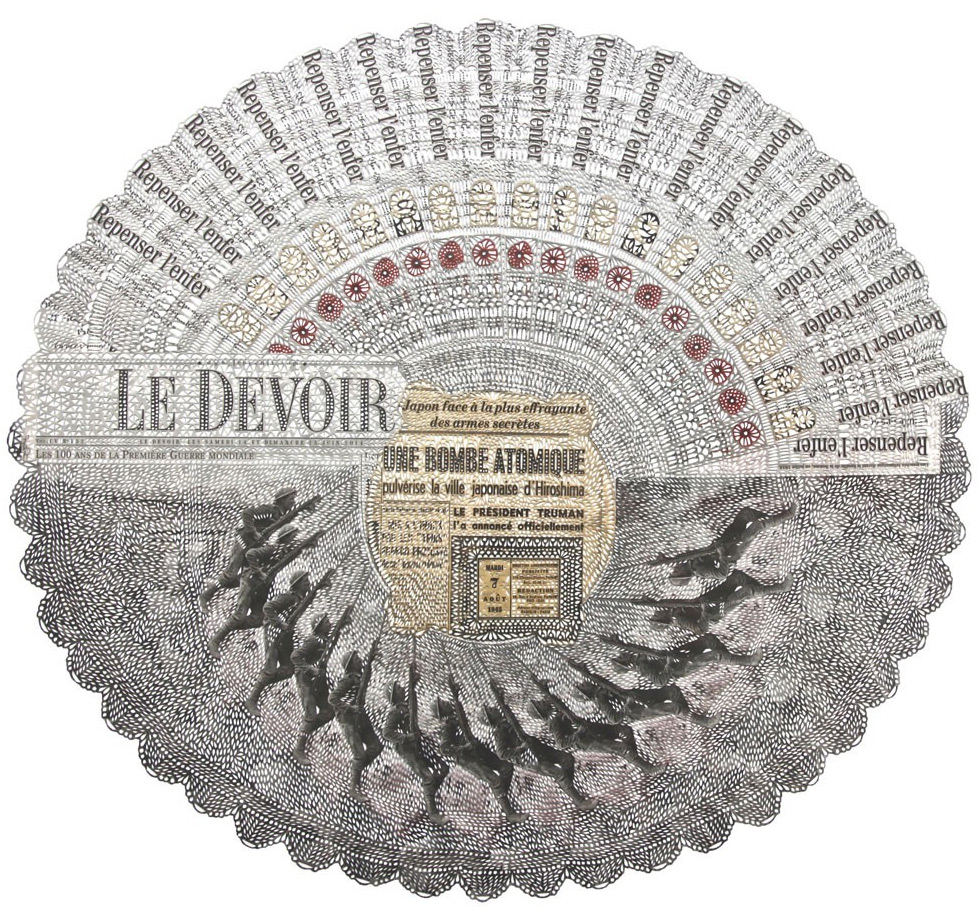 Мириам Дион: хрупкие кружевные коллажи из газетной бумаги