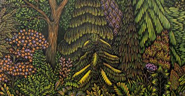 Гравюра по дереву Overlook от Пола Родена и Валери Луэт: фрагменты и этапы создания