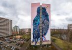 Скворец: масштабная фреска на здании в Берлинском районе Тегель