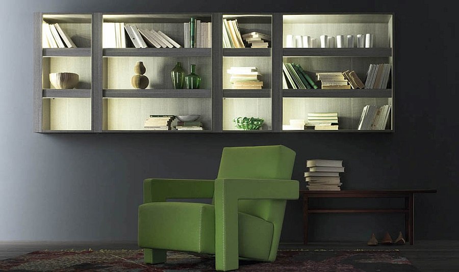 Хорошее сочетания зеленого кресла в интерьере комнаты
