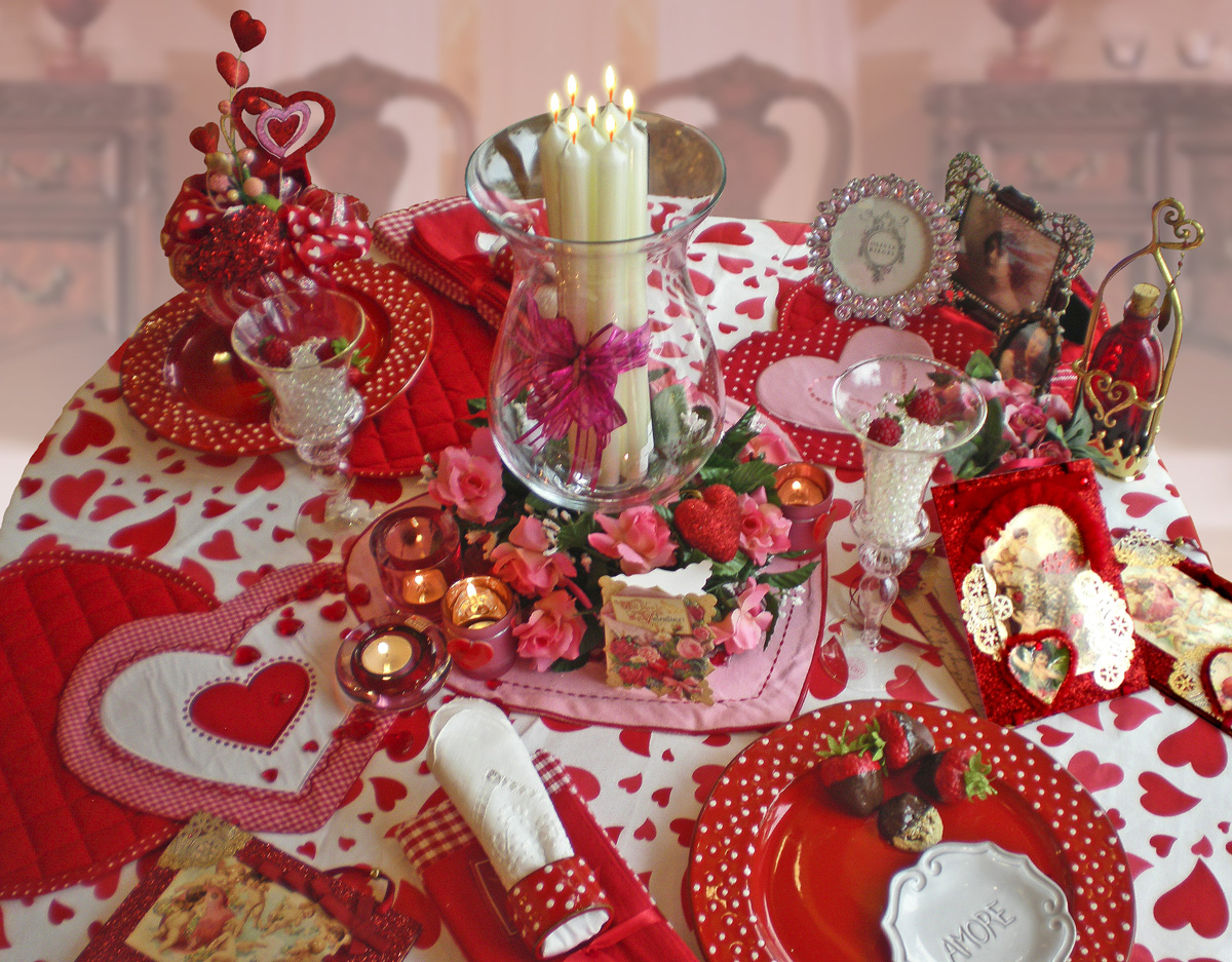 Сервировка стола на день Святого Валентина