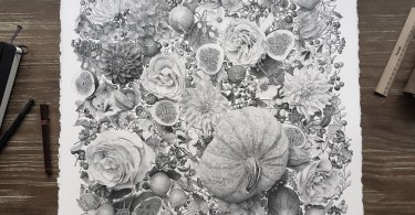 «Осень»: графическое изображение в уникальной технике зернистость от Ксавье Касалта